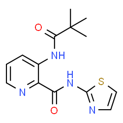 ChemSpider 2D Image | 3-[(2,2-DIMETHYLPROPANOYL)AMINO]-N-1,3-THIAZOL-2-YLPYRIDINE-2-CARBOXAMIDE | C14H16N4O2S