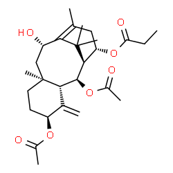 ChemSpider 2D Image | (2alpha,5alpha,10beta,14beta)-2,5-Diacetoxy-10-hydroxytaxa-4(20),11-dien-14-yl propionate | C27H40O7