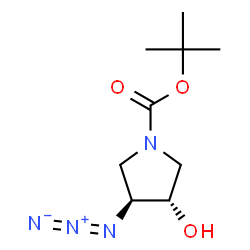 ChemSpider 2D Image | 2-Methyl-2-propanyl (3S,4S)-3-azido-4-hydroxy-1-pyrrolidinecarboxylate | C9H16N4O3