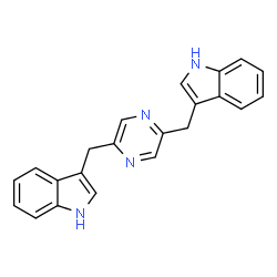 ChemSpider 2D Image | 3,3'-[2,5-Pyrazinediylbis(methylene)]bis(1H-indole) | C22H18N4