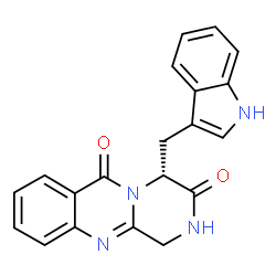 ChemSpider 2D Image | (4R)-4-(1H-Indol-3-ylmethyl)-2H-pyrazino[2,1-b]quinazoline-3,6(1H,4H)-dione | C20H16N4O2