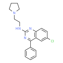 ChemSpider 2D Image | 6-Chloro-4-phenyl-N-[2-(1-pyrrolidinyl)ethyl]-2-quinazolinamine | C20H21ClN4