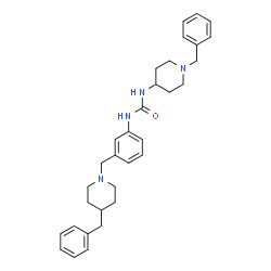 ChemSpider 2D Image | 1-(1-Benzyl-4-piperidinyl)-3-{3-[(4-benzyl-1-piperidinyl)methyl]phenyl}urea | C32H40N4O