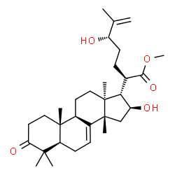 ChemSpider 2D Image | Methyl (13alpha,14beta,16beta,17alpha,24S)-16,24-dihydroxy-3-oxolanosta-7,25-dien-21-oate | C31H48O5