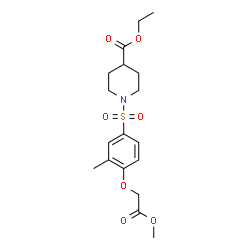 ChemSpider 2D Image | Ethyl 1-{[4-(2-methoxy-2-oxoethoxy)-3-methylphenyl]sulfonyl}-4-piperidinecarboxylate | C18H25NO7S