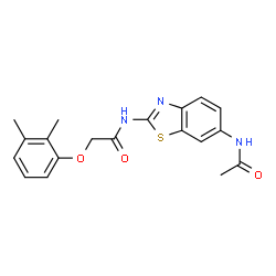 ChemSpider 2D Image | N-(6-Acetamido-1,3-benzothiazol-2-yl)-2-(2,3-dimethylphenoxy)acetamide | C19H19N3O3S