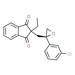 ChemSpider 2D Image | 2-{[(2R)-2-(3-Chlorophenyl)-2-oxiranyl]methyl}-2-ethyl-1H-indene-1,3(2H)-dione | C20H17ClO3