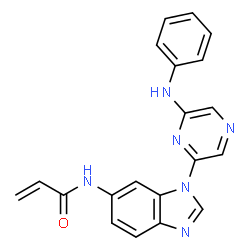 ChemSpider 2D Image | N-[1-(6-Anilino-2-pyrazinyl)-1H-benzimidazol-6-yl]acrylamide | C20H16N6O