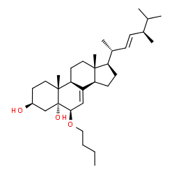 ChemSpider 2D Image | (3beta,5alpha,6beta,22E)-6-Butoxyergosta-7,22-diene-3,5-diol | C32H54O3