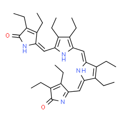 ChemSpider 2D Image | 5-[(Z)-[(5Z)-5-[[5-[(E)-(3,4-diethyl-5-oxo-pyrrol-2-ylidene)methyl]-3,4-diethyl-1H-pyrrol-2-yl]methylene]-3,4-diethyl-pyrrol-2-ylidene]methyl]-3,4-diethyl-pyrrol-2-one | C35H46N4O2