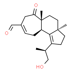 ChemSpider 2D Image | (3aR,5aR,10aR)-1-[(2S)-1-Hydroxy-2-propanyl]-3a,5a-dimethyl-6-oxo-2,3,3a,4,5,5a,6,7,10,10a-decahydrocyclohepta[e]indene-8-carbaldehyde | C20H28O3