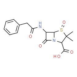 ChemSpider 2D Image | 3,3-Dimethyl-7-oxo-6-[(phenylacetyl)amino]-4-thia-1-azabicyclo[3.2.0]heptane-2-carboxylic acid 4-oxide | C16H18N2O5S