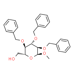 ChemSpider 2D Image | Methyl 2,3,4-tri-O-benzyl-alpha-D-glucopyranoside | C28H32O6