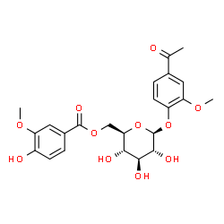 ChemSpider 2D Image | 4-Acetyl-2-methoxyphenyl 6-O-(4-hydroxy-3-methoxybenzoyl)-beta-D-glucopyranoside | C23H26O11