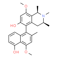 ChemSpider 2D Image | (1R,3S)-5-(5-Hydroxy-4-methoxy-2-methyl-1-naphthyl)-8-methoxy-1,2,3-trimethyl-1,2,3,4-tetrahydro-6-isoquinolinol | C25H29NO4