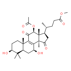 ChemSpider 2D Image | Methyl (3beta,5alpha,7beta,12beta)-12-acetoxy-3,7-dihydroxy-4,4,14-trimethyl-11,15-dioxochol-8-en-24-oate | C30H44O8