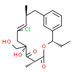 ChemSpider 2D Image | (2S,5R,7S,11S)-9-Chloro-2-ethyl-7-hydroxy-7-(hydroxymethyl)-5,11-dimethyl-3-oxabicyclo[11.3.1]heptadeca-1(17),9,13,15-tetraene-4,6-dione | C21H27ClO5
