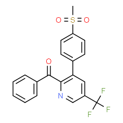 ChemSpider 2D Image | {3-[4-(Methylsulfonyl)phenyl]-5-(trifluoromethyl)-2-pyridinyl}(phenyl)methanone | C20H14F3NO3S