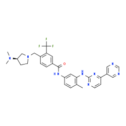 ChemSpider 2D Image | N-[3-(4,5'-Bipyrimidin-2-ylamino)-4-methylphenyl]-4-{[(3R)-3-(dimethylamino)-1-pyrrolidinyl]methyl}-3-(trifluoromethyl)benzamide | C30H31F3N8O