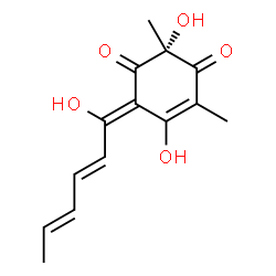 ChemSpider 2D Image | (2R,6Z)-2,5-Dihydroxy-6-[(2E,4E)-1-hydroxy-2,4-hexadien-1-ylidene]-2,4-dimethyl-4-cyclohexene-1,3-dione | C14H16O5