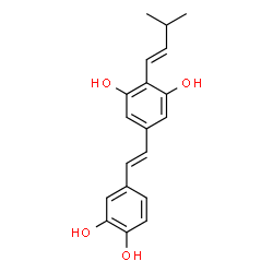 ChemSpider 2D Image | 4-[(E)-2-{3,5-Dihydroxy-4-[(1E)-3-methyl-1-buten-1-yl]phenyl}vinyl]-1,2-benzenediol | C19H20O4