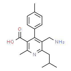 ChemSpider 2D Image | 5-(Aminomethyl)-6-isobutyl-2-methyl-4-(4-methylphenyl)nicotinic acid | C19H24N2O2