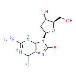 ChemSpider 2D Image | 8-Bromo-2'-deoxy(N~2~,N~8~,6-~15~N_3_)guanosine | C10H12BrN215N3O4