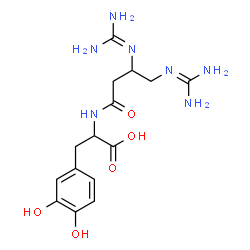 ChemSpider 2D Image | N-{3,4-Bis[(diaminomethylene)amino]butanoyl}-3-hydroxytyrosine | C15H23N7O5
