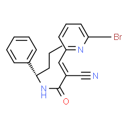 ChemSpider 2D Image | (2E)-3-(6-Bromo-2-pyridinyl)-2-cyano-N-[(1S)-1-phenylbutyl]acrylamide | C19H18BrN3O