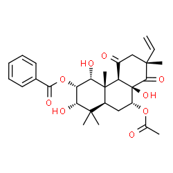 ChemSpider 2D Image | (1alpha,2alpha,3alpha,7alpha,13alpha)-7-Acetoxy-1,3,8-trihydroxy-11,14-dioxopimar-15-en-2-yl benzoate | C29H36O9