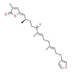 ChemSpider 2D Image | (5Z)-5-[(2R,6E,10E)-13-(3-Furyl)-2,6,10-trimethyl-5-oxo-6,10-tridecadien-1-ylidene]-3-methyl-2(5H)-furanone | C25H32O4