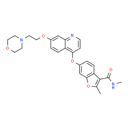 ChemSpider 2D Image | N,2-Dimethyl-6-{[7-(2-Morpholin-4-Ylethoxy)quinolin-4-Yl]oxy}-1-Benzofuran-3-Carboxamide | C26H27N3O5