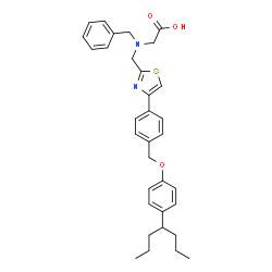 ChemSpider 2D Image | N-Benzyl-N-{[4-(4-{[4-(4-heptanyl)phenoxy]methyl}phenyl)-1,3-thiazol-2-yl]methyl}glycine | C33H38N2O3S