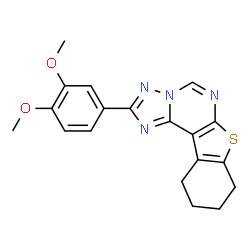 ChemSpider 2D Image | 2-(3,4-Dimethoxyphenyl)-8,9,10,11-tetrahydro[1]benzothieno[3,2-e][1,2,4]triazolo[1,5-c]pyrimidine | C19H18N4O2S