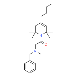 ChemSpider 2D Image | 2-[Benzyl(methyl)amino]-1-(4-butyl-2,2,6,6-tetramethyl-3,6-dihydro-1(2H)-pyridinyl)ethanone | C23H36N2O