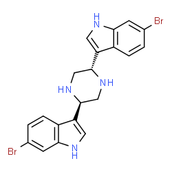 ChemSpider 2D Image | 3,3'-[(2R,5S)-2,5-Piperazinediyl]bis(6-bromo-1H-indole) | C20H18Br2N4