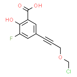 ChemSpider 2D Image | 5-[3-(Chloromethoxy)-1-propyn-1-yl]-3-fluoro-2-hydroxybenzoic acid | C11H8ClFO4