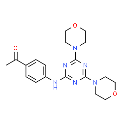 ChemSpider 2D Image | 1-(4-{[4,6-Di(4-morpholinyl)-1,3,5-triazin-2-yl]amino}phenyl)ethanone | C19H24N6O3