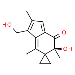 ChemSpider 2D Image | (6'S)-6'-Hydroxy-3'-(hydroxymethyl)-2',4',6'-trimethylspiro[cyclopropane-1,5'-inden]-7'(6'H)-one | C15H18O3