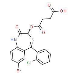 ChemSpider 2D Image | 4-{[(3S)-7-Bromo-5-(2-chlorophenyl)-2-oxo-2,3-dihydro-1H-1,4-benzodiazepin-3-yl]oxy}-4-oxobutanoic acid | C19H14BrClN2O5