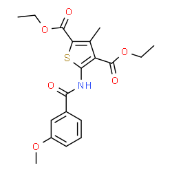 ChemSpider 2D Image | Diethyl 5-[(3-methoxybenzoyl)amino]-3-methyl-2,4-thiophenedicarboxylate | C19H21NO6S