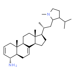 ChemSpider 2D Image | (4R,5R,9R,10R,13R,14R,17R)-17-[(2R)-1-(3-Isopropyl-1-methyl-2-pyrrolidinyl)-2-propanyl]-10,13-dimethyl-4,5,6,9,10,11,12,13,14,15,16,17-dodecahydro-1H-cyclopenta[a]phenanthren-4-amine (non-preferred na
me) | C30H50N2