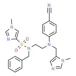 ChemSpider 2D Image | N-Benzyl-N-(2-{(4-cyanophenyl)[(1-methyl-1H-imidazol-5-yl)methyl]amino}ethyl)-1-methyl-1H-imidazole-4-sulfonamide | C25H27N7O2S