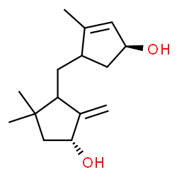 ChemSpider 2D Image | (1S)-4-{[(4R)-4-Hydroxy-2,2-dimethyl-5-methylenecyclopentyl]methyl}-3-methyl-2-cyclopenten-1-ol | C15H24O2