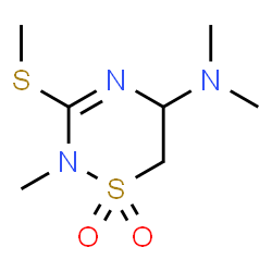 ChemSpider 2D Image | N,N,2-Trimethyl-3-(methylsulfanyl)-5,6-dihydro-2H-1,2,4-thiadiazin-5-amine 1,1-dioxide | C7H15N3O2S2