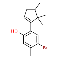 ChemSpider 2D Image | 4-Bromo-5-methyl-2-(4,5,5-trimethyl-1-cyclopenten-1-yl)phenol | C15H19BrO