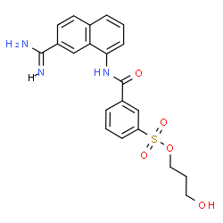 ChemSpider 2D Image | 3-Hydroxypropyl 3-[(7-carbamimidoyl-1-naphthyl)carbamoyl]benzenesulfonate | C21H21N3O5S