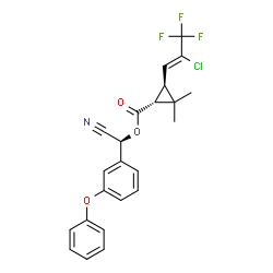 ChemSpider 2D Image | (S)-Cyano(3-phenoxyphenyl)methyl (1R,3S)-3-[(1Z)-2-chloro-3,3,3-trifluoro-1-propen-1-yl]-2,2-dimethylcyclopropanecarboxylate | C23H19ClF3NO3