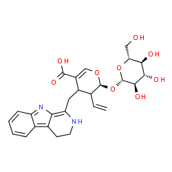 ChemSpider 2D Image | (2S)-4-(3,4-Dihydro-2H-beta-carbolin-1-ylmethyl)-2-(beta-D-glucopyranosyloxy)-3-vinyl-3,4-dihydro-2H-pyran-5-carboxylic acid | C26H30N2O9