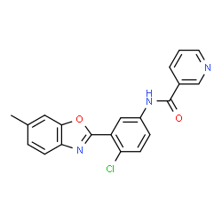 ChemSpider 2D Image | N-[4-Chloro-3-(6-methyl-1,3-benzoxazol-2-yl)phenyl]nicotinamide | C20H14ClN3O2